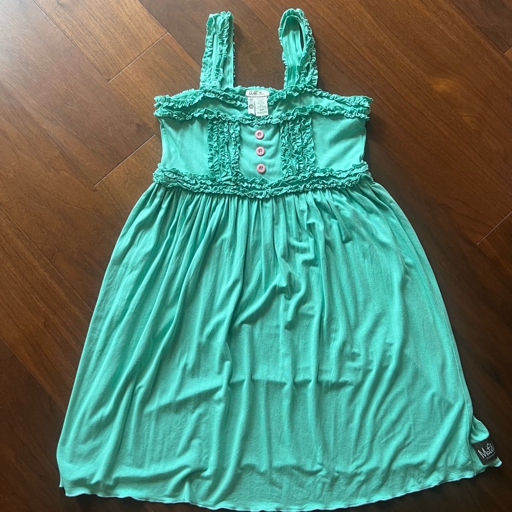 Matilda Jane Aqua Ruffled Top with Pink Accents